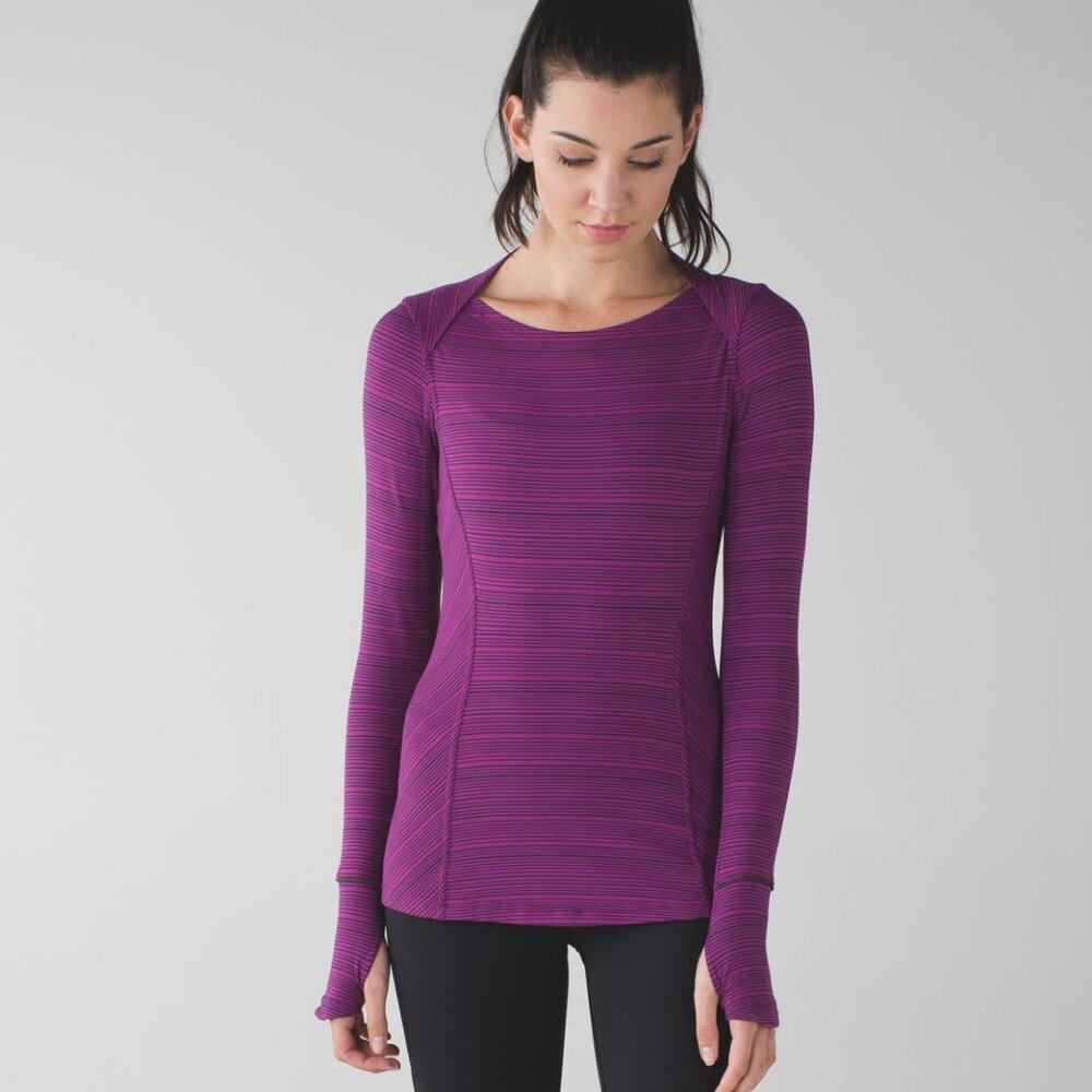 lululemon athletica Long Sleeve Purple Striped Athletic Top